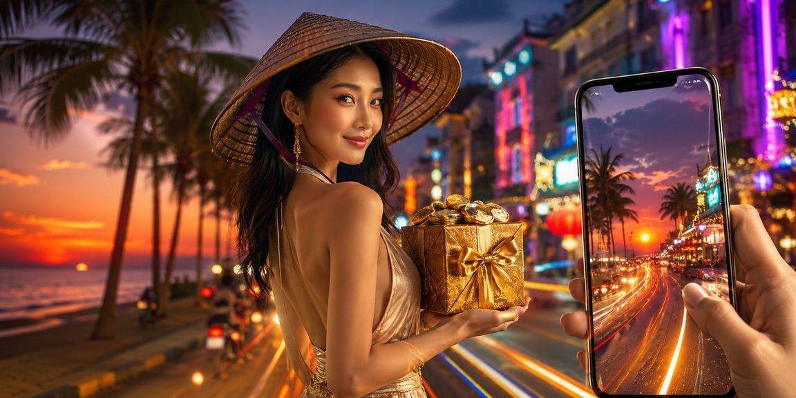Người dùng thư giãn tại bãi biển Phú Quốc và trải nghiệm casino di động