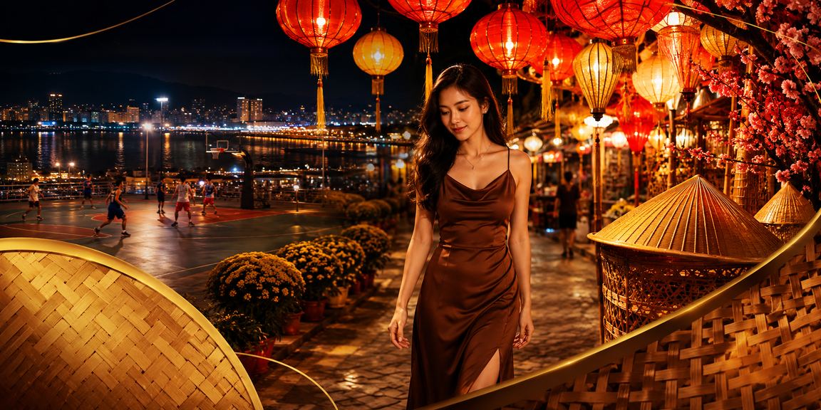 Người dùng tại Quy Nhơn theo dõi kèo bóng rổ trực tuyến với nón lá truyền thống